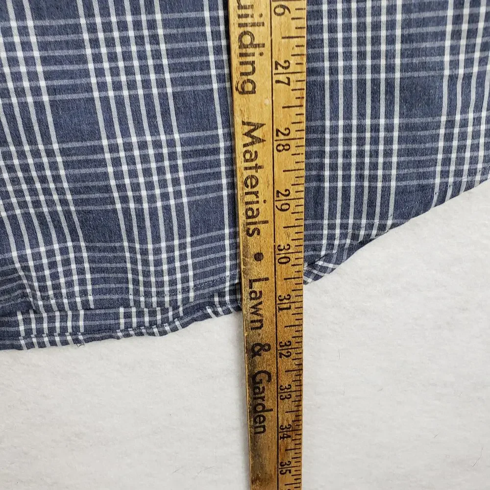 Banana Republic Men's L Long Sleeve‎ Plaid Button Down Blue Tailored Slim Fit - Picture 5 of 8